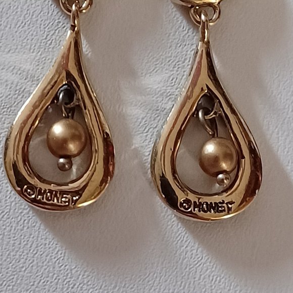 Monet Champagne Brown Colored Pearl Dangle Stud Earrings - Picture 10 of 15